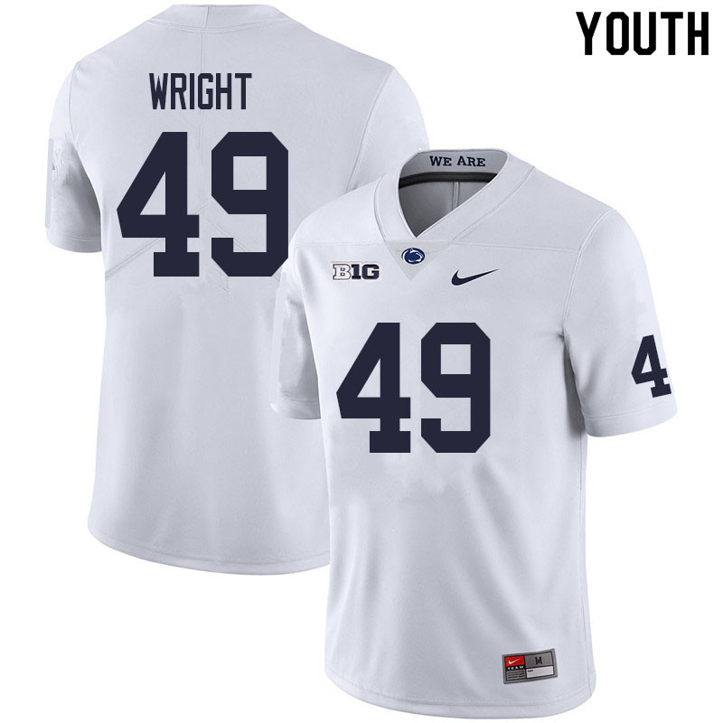 Youth #49 Michael Wright Penn State Nittany Lions College Football Jerseys Sale-White